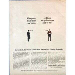 New York Stock Exchange "Ready to sell your stock?" Vintage Print Ad 1964